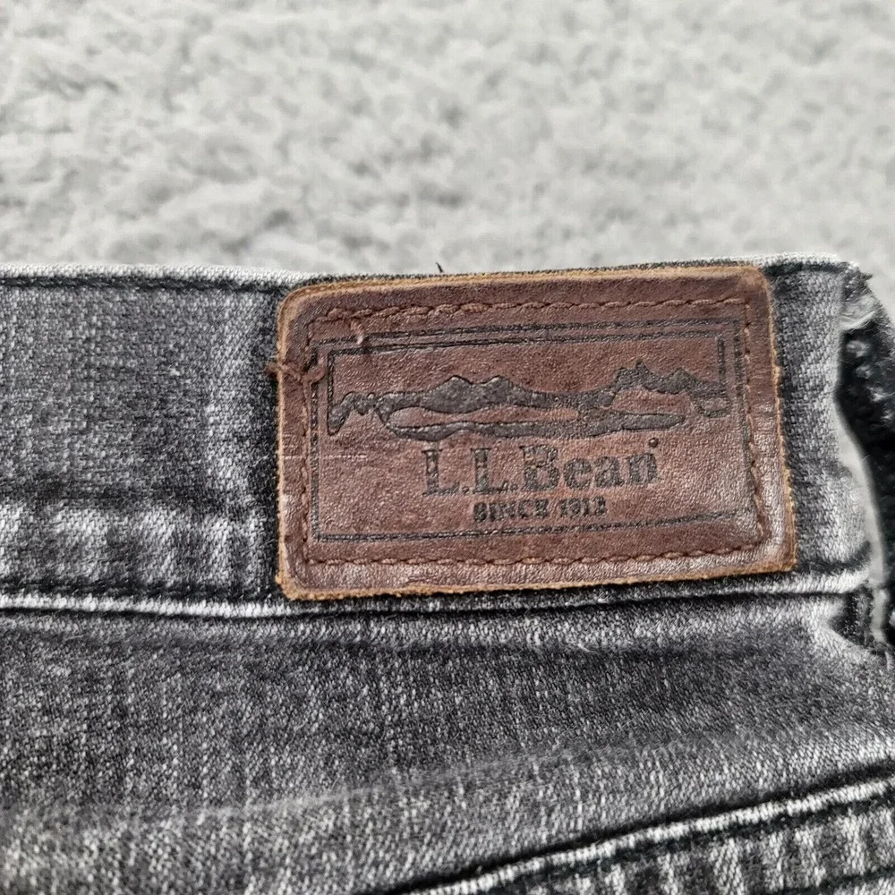 LL Bean Jeans Womens 18 Petite Black Dark Wash‎ Casual Denim Outdoors XK89 Logo